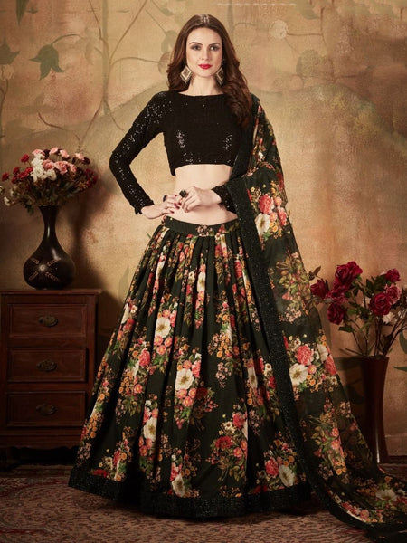 Silk Lehenga Choli - Organza & Silk Embroidery
