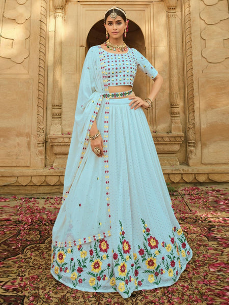 Plus-Sizes Lehenga Choli - Georgette Sequins Embroidery