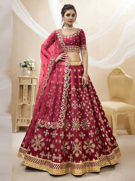 Green Lehenga Choli - Embroidery on Art Silk