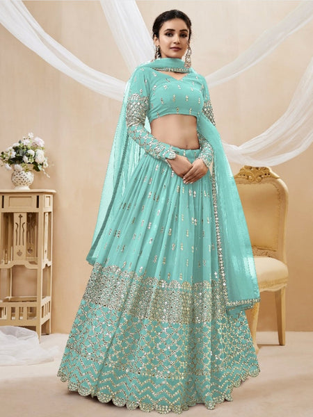 Green Lehenga Choli - Georgette Embroidery