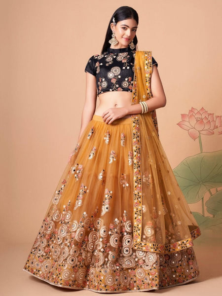 Net Lehenga Choli - Art Silk Embroidery