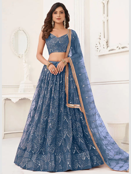 Net Lehenga Choli - Butterfly Net Sequence