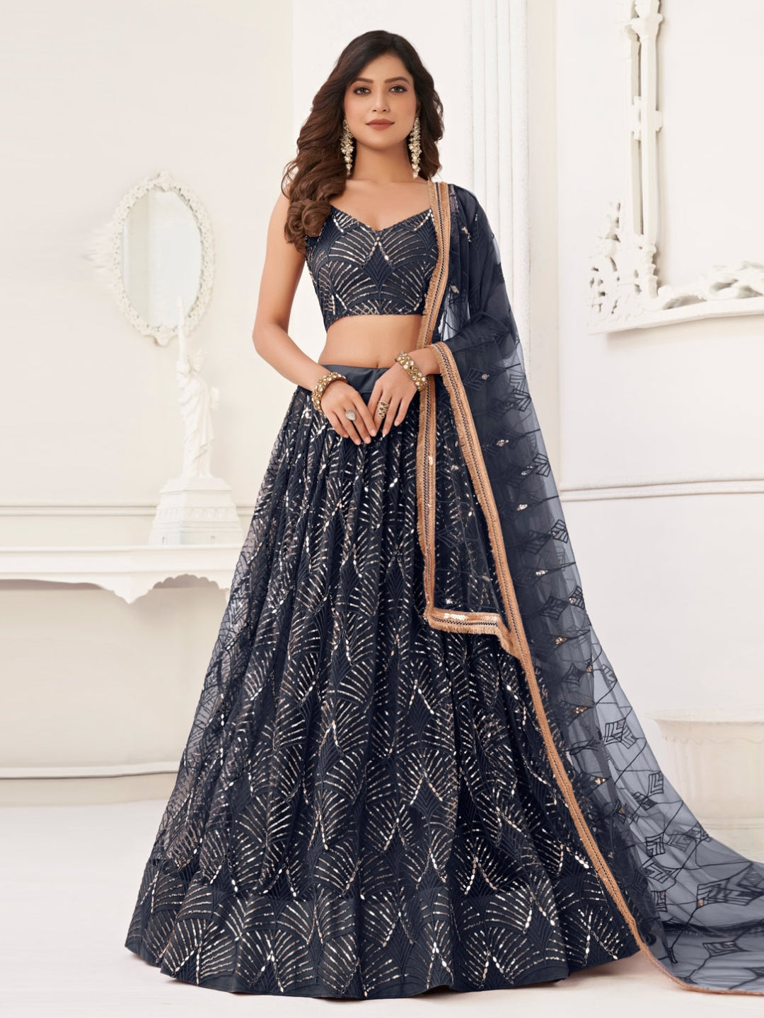 choli lehenga dress Off White Embellished Lehenga and Corset Blouse Set