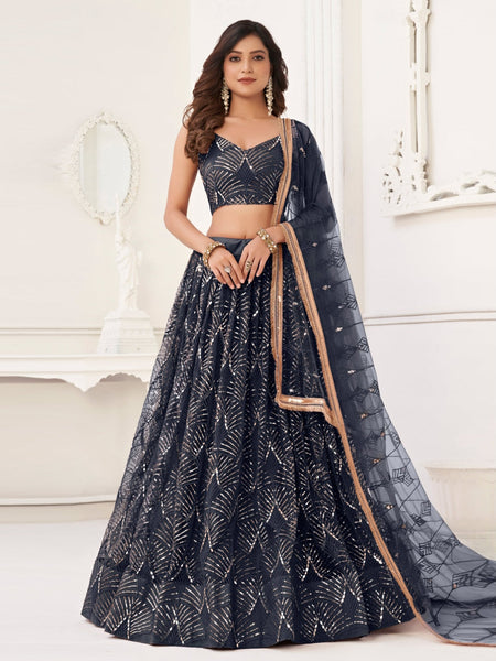 Net Lehenga Choli - Butterfly Net Sequence