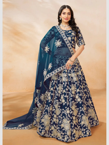 Net Lehenga Choli - Net Art Silk Embroidery