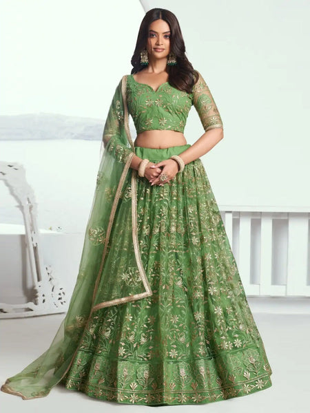 Net Lehenga Choli - Butterfly Net Embroidery