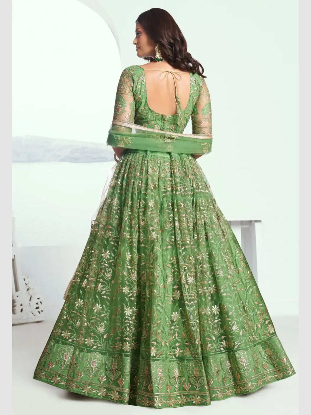 pista green indian dress Pista Green Lehenga Choli: Indian Wedding Party Wear