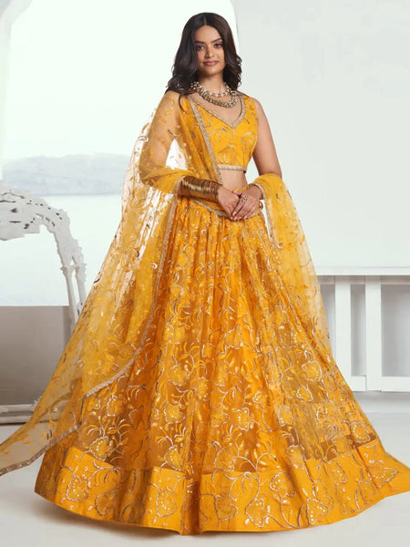 Net Lehenga Choli - Butterfly Net Embroidery