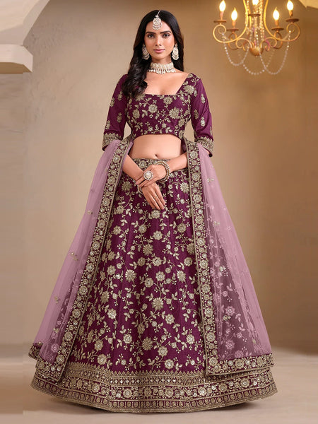 Purple Art Silk Embroidery by Fabricoz USA