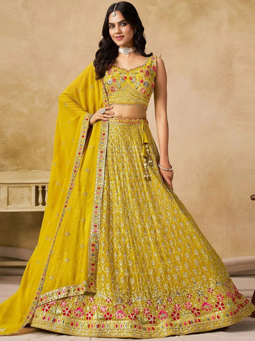 Georgette Sequins Embroidery - Lehenga Choli USA
