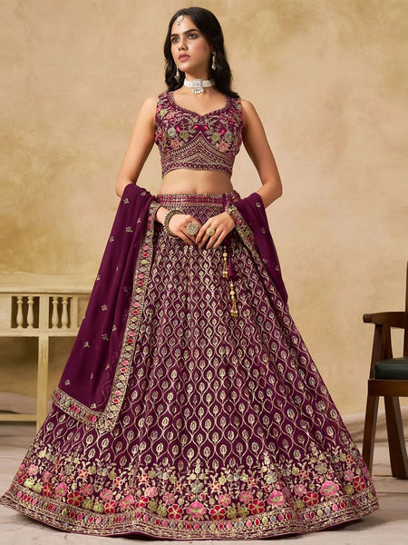 Georgette Sequins Embroidery Lehenga Choli by Fabricoz USA