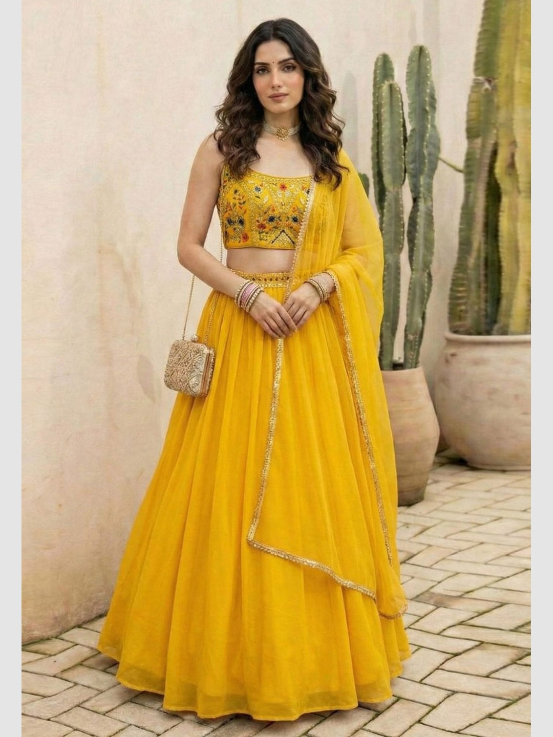 Buy Mustard Yellow Georgette Thread Embroidered Modern Lehenga - L107B | Fabricoz USA Buy Mustard Yellow Georgette Thread Embroidered Modern Lehenga - L107B | Fabricoz USA
