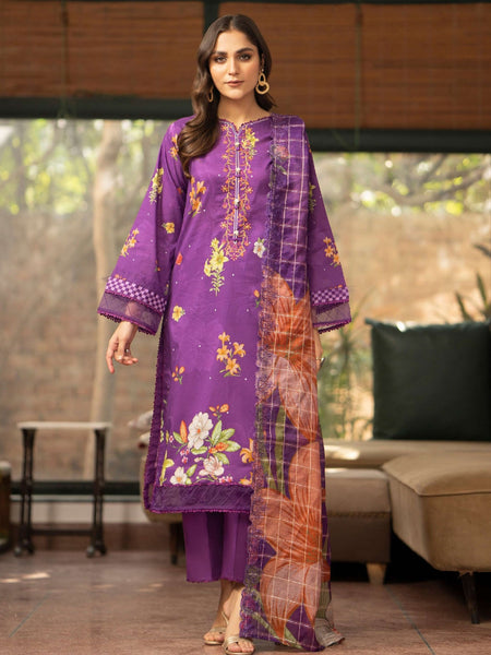 Purple Pakistani Dress - Embroidered Premium Lawn