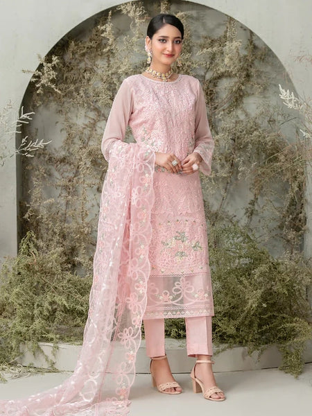 Pakistani Salwar Kameez - Tulin Embroidered Chiffon