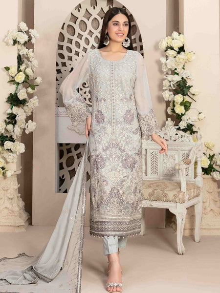 Pant Pakistani Dress - Embroidered Fancy Chiffon