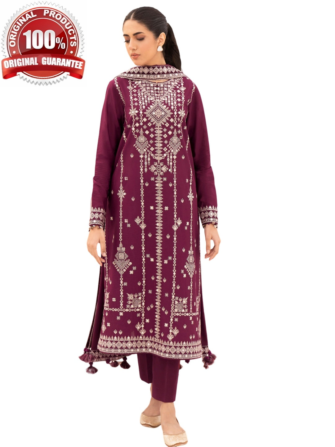 Red Digital Printed Embroidered Lawn Red Digital Printed Embroidered Lawn