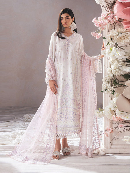 White Salwar Kameez - Designer Embroidered Lawn