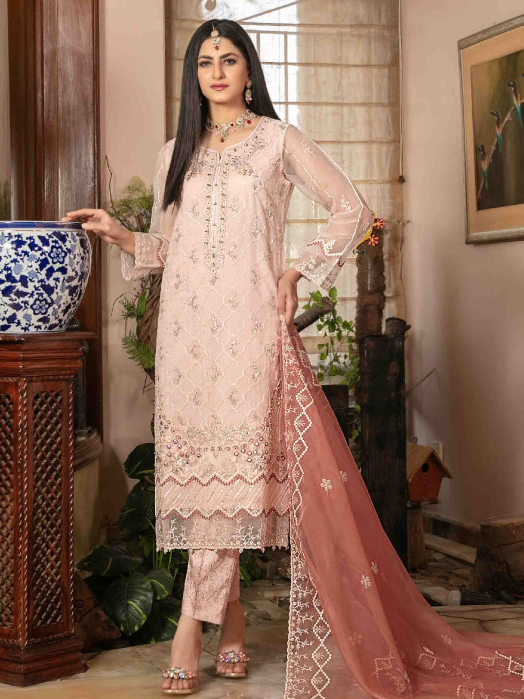 embroidered organza dress pakistani Embroidered Organza P103 - Pakistani Dress