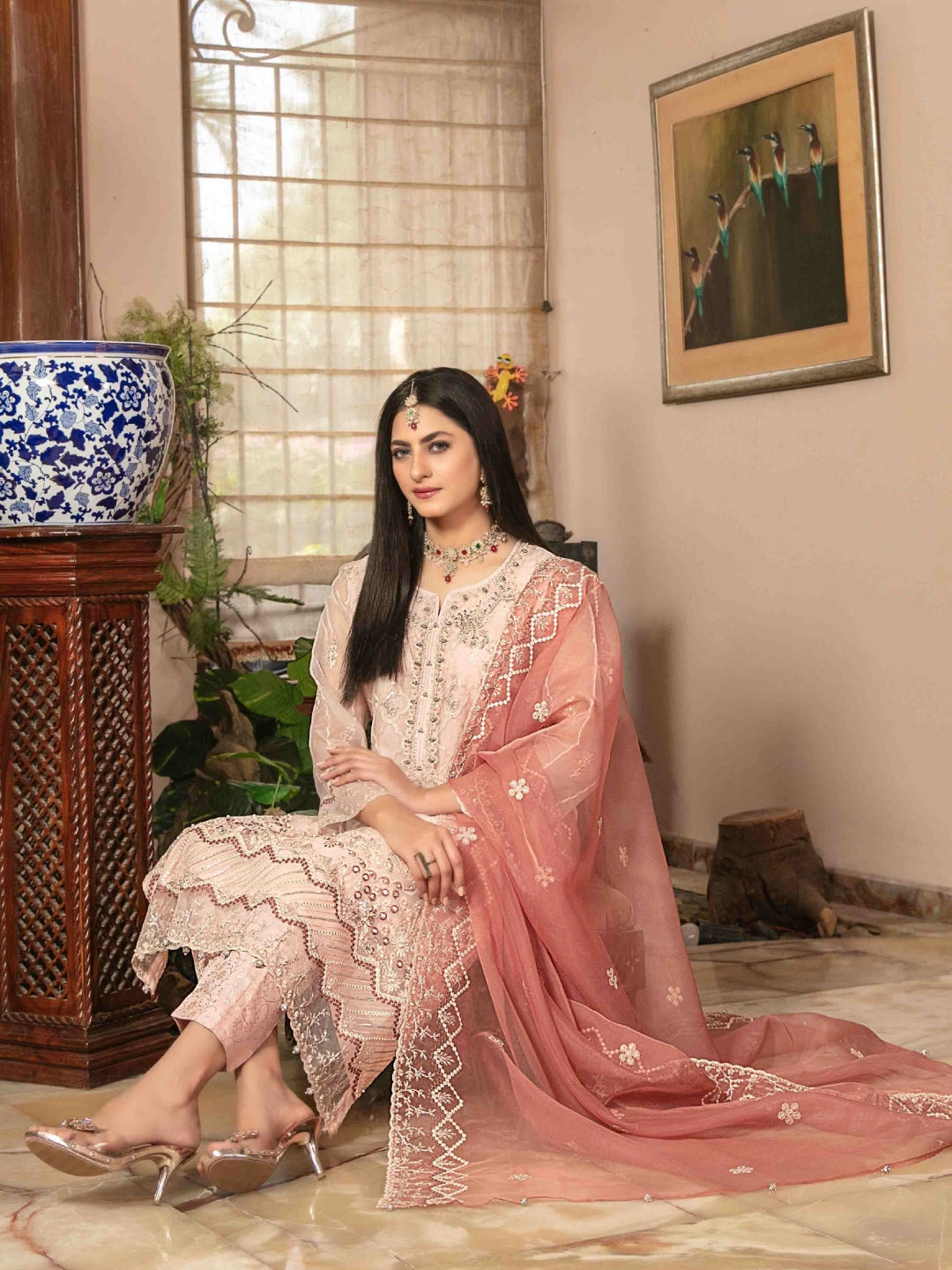 organza fancy dress Dress Material Pink Pakistani Organza Dresses 2019 Maria B Pink Organza Dress Master Replica Master Replica