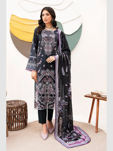 Black Pakistani Dress - Luxury Embroidered Lawn