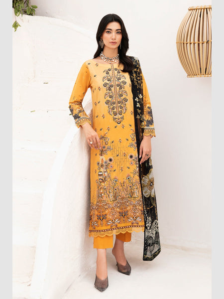 Yellow Pakistani Dress - Luxury Embroidered Lawn