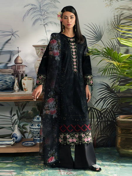Black Pakistani Dress - Exclusive Lawn Embroidery