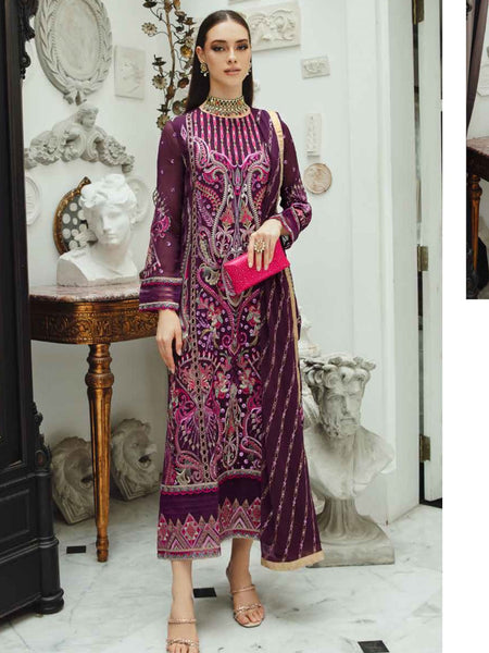 Purple Pakistani Dress - Exclusive Chiffon Embroidery