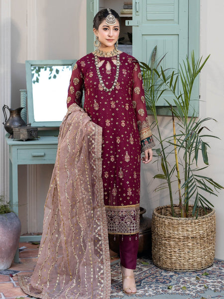  Pakistani Dress - Embroidered Chiffon Organza