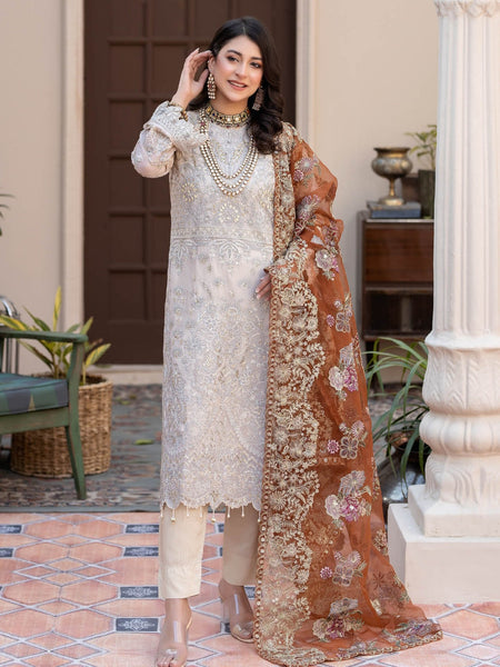  Pakistani Dress - Embroidered Chiffon Organza