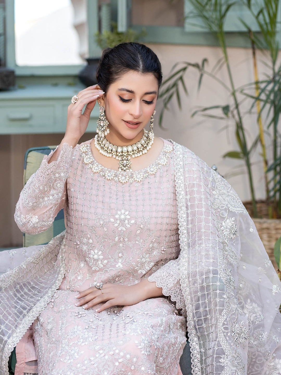 Pakistani Dress Pink Chiffon Organza Pakistani Dress Pink Chiffon Organza