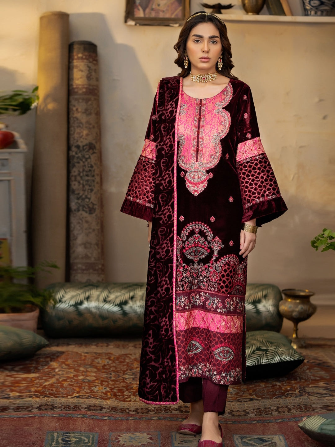 Pakistani Dress Black Designer Luxe Velvet Pakistani Dress Black Designer Luxe Velvet