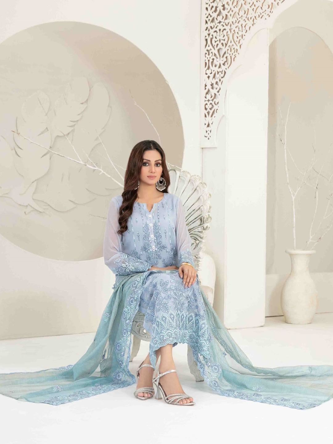 Pakistani Dress Blue Premium Chiffon Pakistani Dress Blue Premium Chiffon