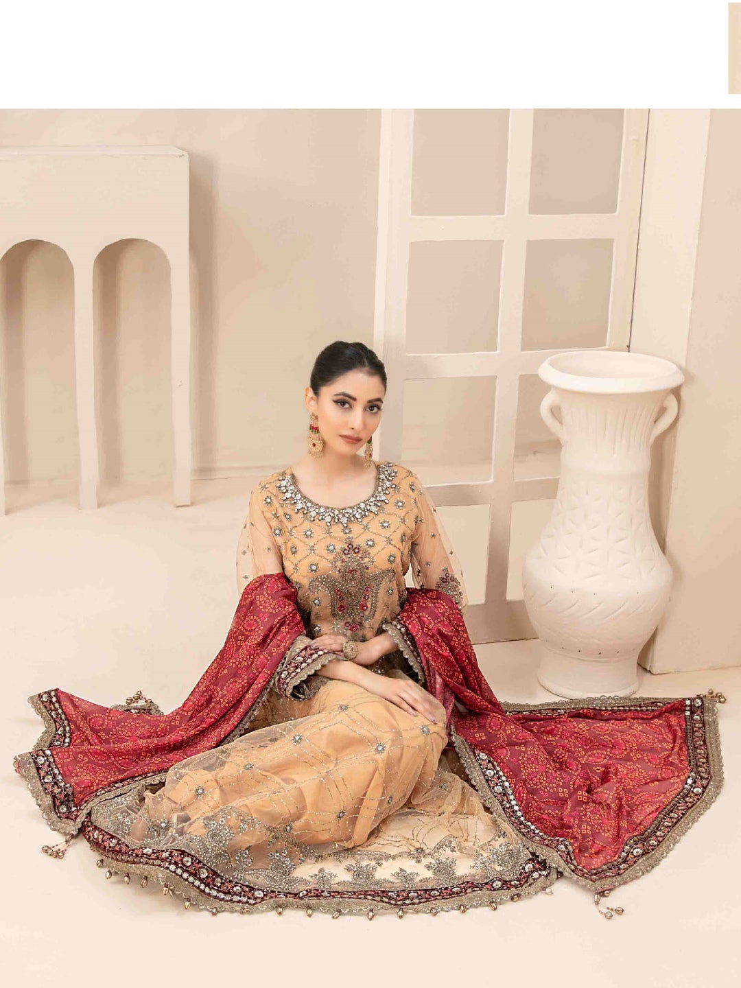 heavy embroidered maxi dresses Embroidered Net Maxi Dress | Heavy Pakistani Wedding Gown