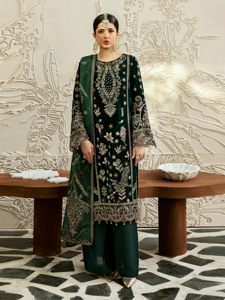 Velvet Salwar Kameez - Embroidered Velvet Sequence