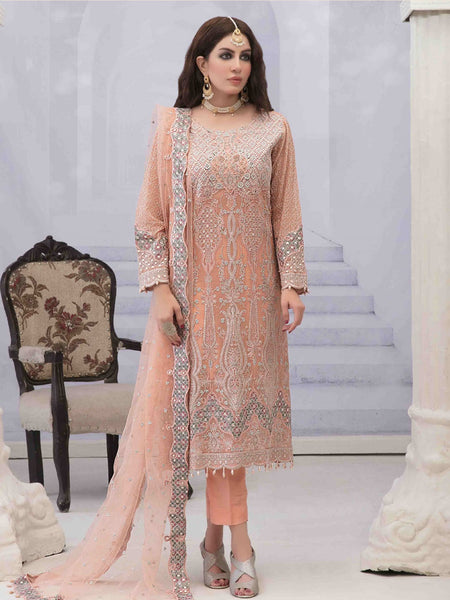  Pakistani Dress - Embroidered Crinkle Chiffon