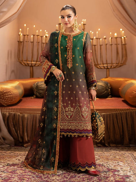 Chiffon Pakistani Dress - Embroidered Shaded Chiffon