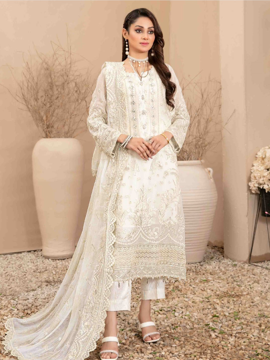 White Embellished Chiffon White Embellished Chiffon
