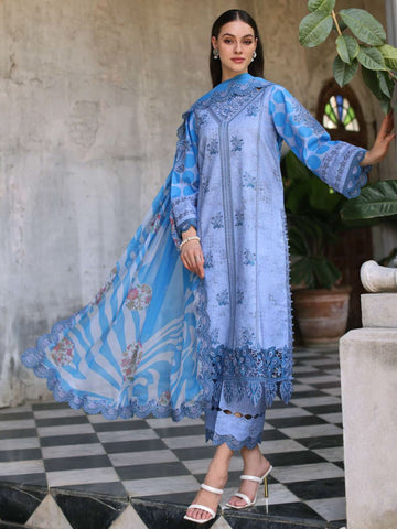 Blue Embroidered Lawn Miraas Salwar Kameez