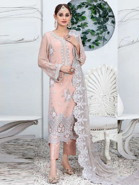 Pakistani Salwar Kameez - Fancy Embroidered Chiffon