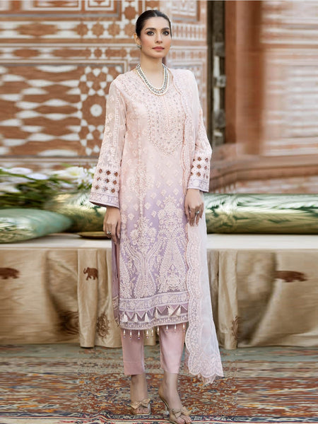 Pant Pakistani Dress - Chiffon Jacquard Embroidered