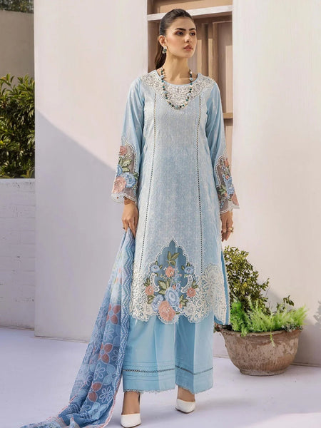 Pakistani Salwar Kameez - Lawn Schiffli Embroidery