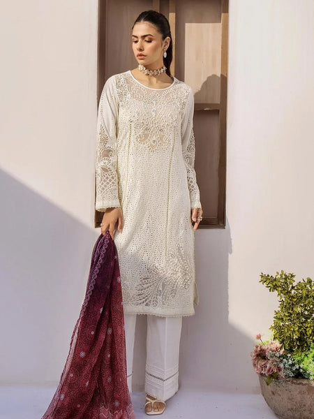 Pakistani Salwar Kameez - Lawn Schiffli Embroidery