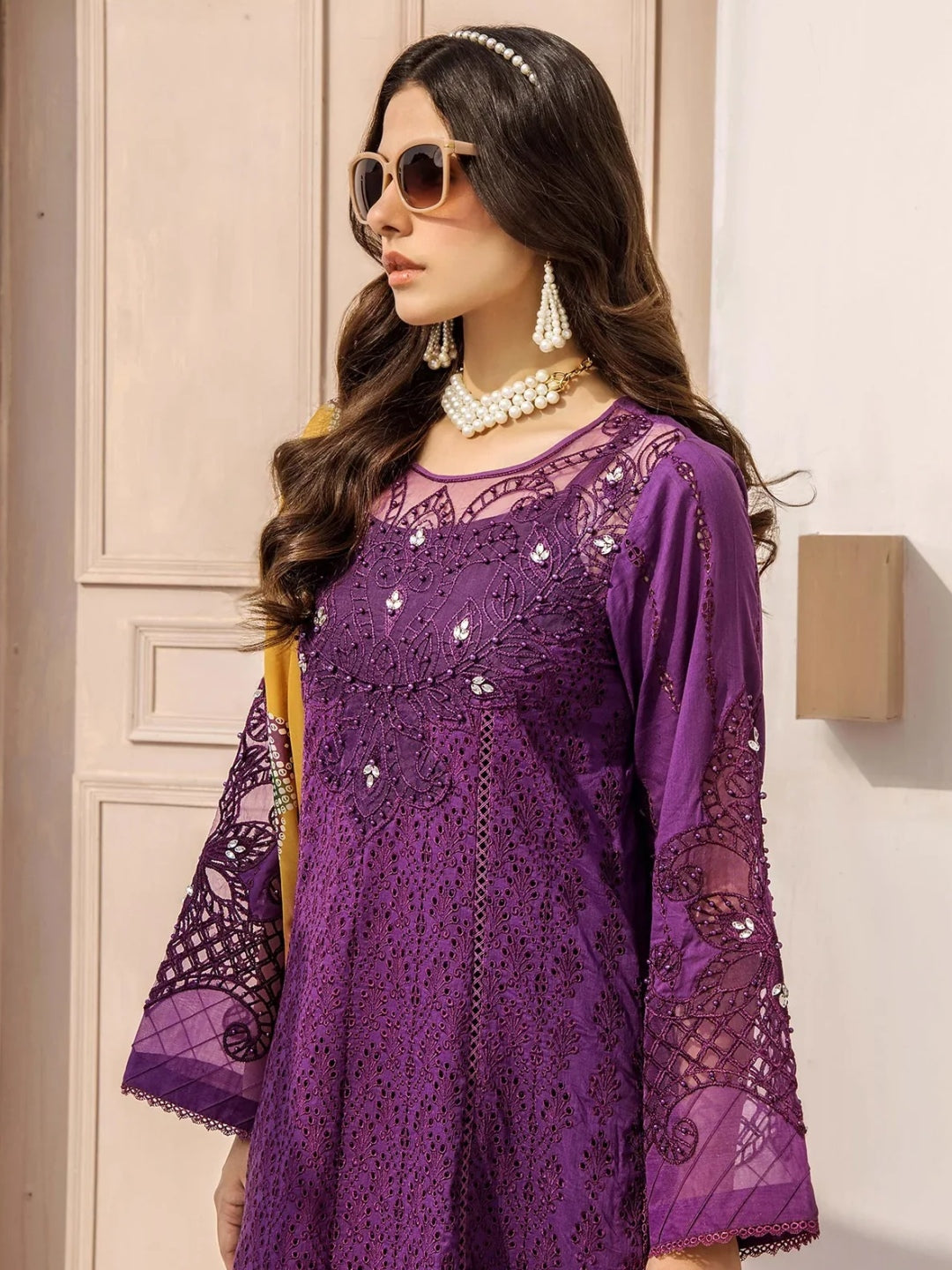 schiffli embroidered dress Buy Green Schiffli Embroidered Cotton Flared Dress Online for Woman