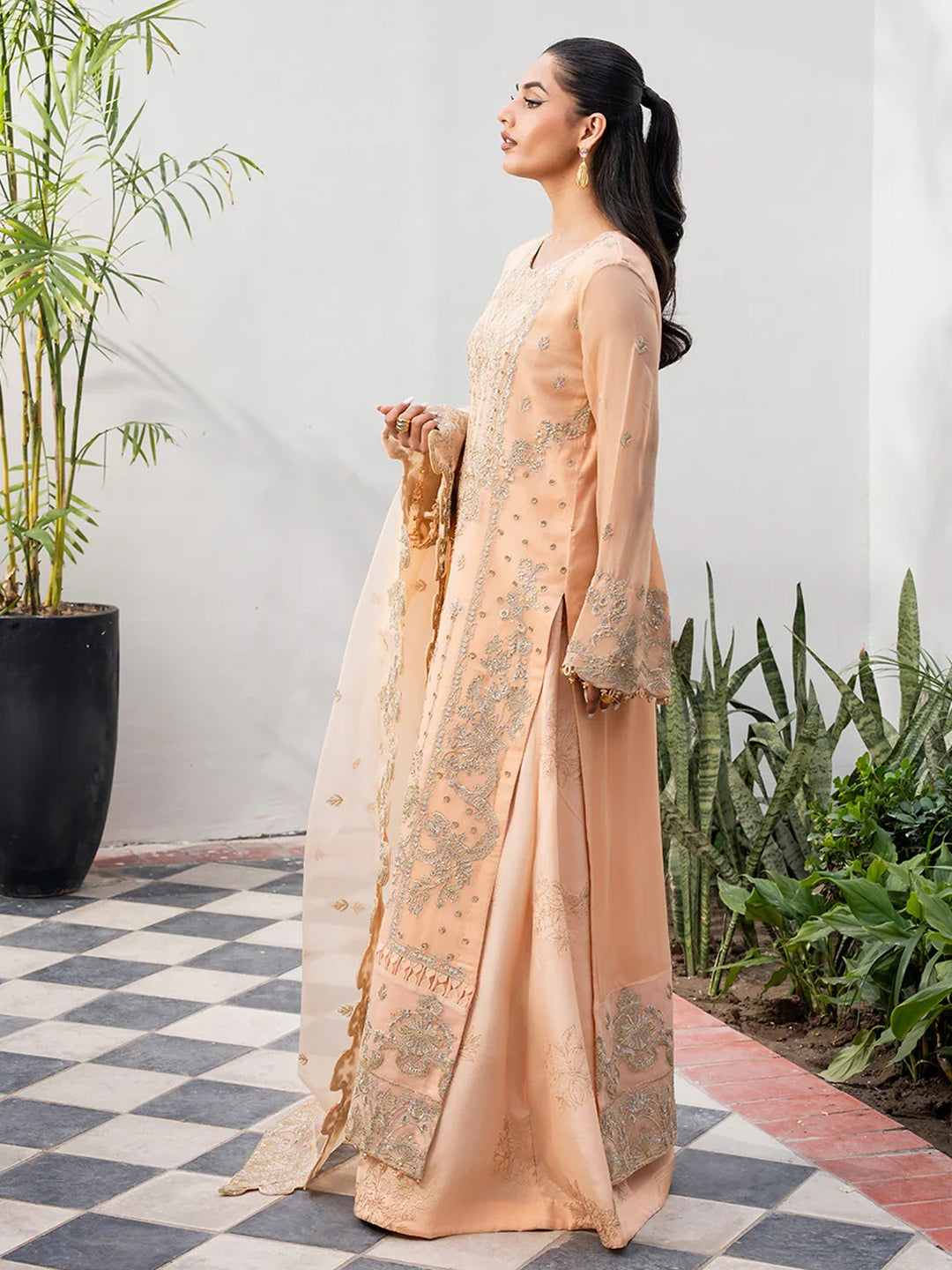 Tarz Maxi Dress Embroidered Chiffon