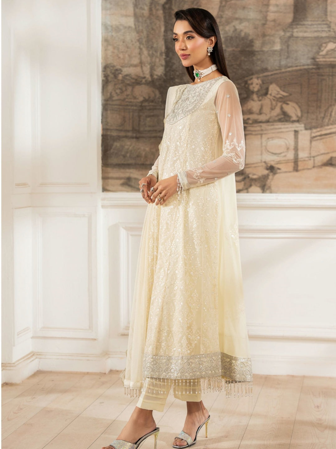 Nakka Boytu Pakistani Dress Sequins Net Nakka Boytu Pakistani Dress Sequins Net