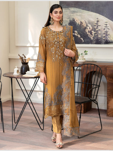  Pakistani Dress - Hand Embellished Chiffon