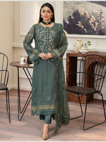 Pakistani Salwar Kameez - Hand Embellished Chiffon