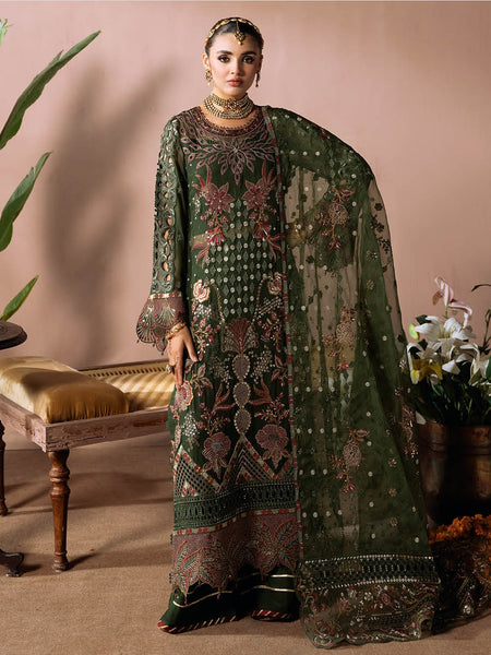  Pakistani Wedding Dress - Chiffon Sequence Embroidered