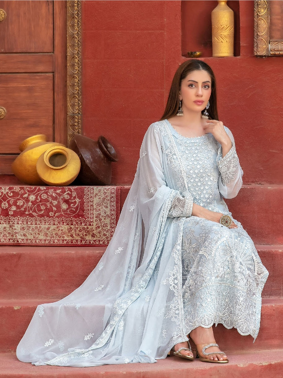 grey pakistani bridal dresses Pakistani Bridal Gown Fine Attire Bridal Boutique Grey Bridal Dress Pakistani In Embroidered Gown Style
