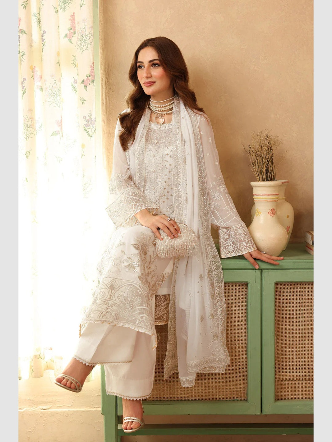 chiffon stitched dresses Chiffon Embroidered Rhinestone Empire Waist Evening Dress La Estrellita Fashion